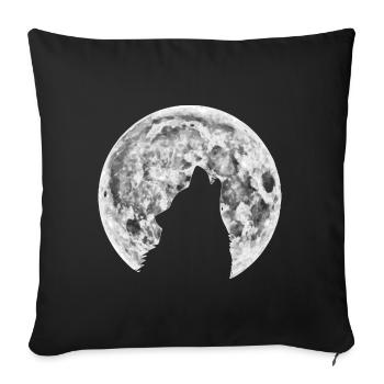 Wolf in the moon - Sofa pillowcase 17,3'' x 17,3'' (45 x 45 cm) - black - Front