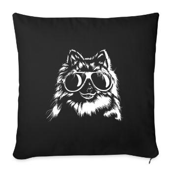 Chien Spitz avec lunettes de soleil - Housse de coussin décorative 45 x 45 cm - noir - Devant