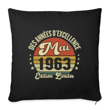 Des Années D'excellence Mai 1963 Cadeau - Housse de coussin décorative 45 x 45 cm - noir - Devant