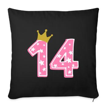 14 Krone 14ème anniversaire 14 ans - Housse de coussin décorative 45 x 45 cm - noir - Devant