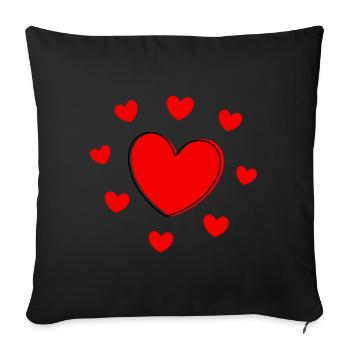red heart red heart red heart - Sofa pillowcase 17,3'' x 17,3'' (45 x 45 cm) - black - Front