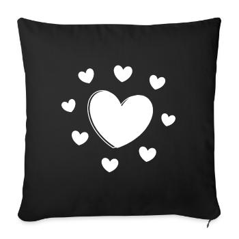 white heart white gift valentine's day - Sofa pillowcase 17,3'' x 17,3'' (45 x 45 cm) - black - Front