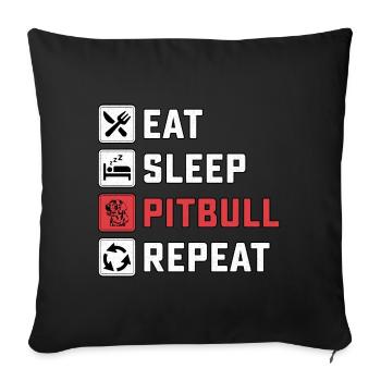 Manger pitbull de sommeil répéter - Housse de coussin décorative 45 x 45 cm - noir - Devant