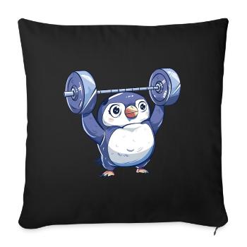 Penguin Dumbbell Workout Cartoon - Sofa pillowcase 17,3'' x 17,3'' (45 x 45 cm) - black - Front