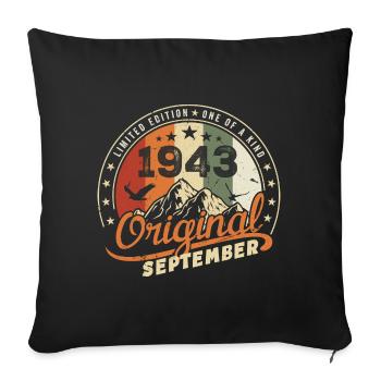Vintage Geburtstagsgeschenk Geboren im September 1943 - Sofakissenbezug 45 x 45 cm - Schwarz - Vorne