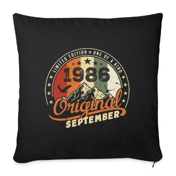 Vintage Geburtstagsgeschenk Geboren im September 1986 - Sofakissenbezug 45 x 45 cm - Schwarz - Vorne