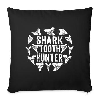 Dent de requin Dent de requin Fossiles de dents de requin - Housse de coussin décorative 45 x 45 cm - noir - Devant