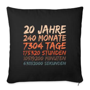20th Birthday - Wedding Anniversary, Anniversary - Sofa pillowcase 17,3'' x 17,3'' (45 x 45 cm) - black - Front