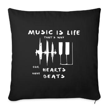 klavier piano herzschlag - Sofakissenbezug 45 x 45 cm - Schwarz - Vorne
