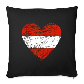 Drapeau Autriche coeur vintage amour Autriche Vienne - Housse de coussin décorative 45 x 45 cm - noir - Devant