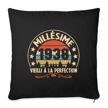 Cadeau Millésime 1938 Vieilli À La Perefection - Housse de coussin décorative 45 x 45 cm - noir - Devant