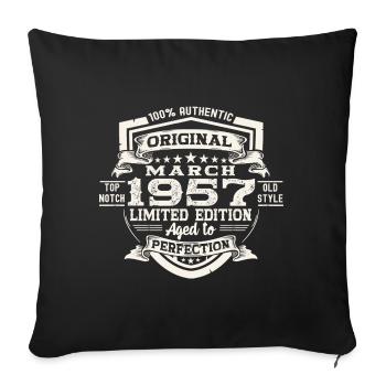 66e anniversaire Mann Original March Né en 1957 - Housse de coussin décorative 45 x 45 cm - noir - Devant