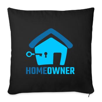 Fiers propriétaires niveau famille complète - Housse de coussin décorative 45 x 45 cm - noir - Devant