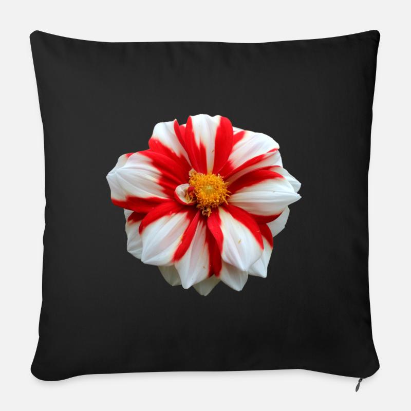 Blume weiß rot rote Blume Blumen rot weiße Blumen - Sofakissenbezug 45 x 45 cm - Schwarz