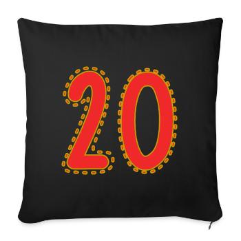 20. 20 ANS. 20e ANNIVERSAIRE. ANNIVERSAIRE 20 ANS. - Housse de coussin décorative 45 x 45 cm - noir - Devant