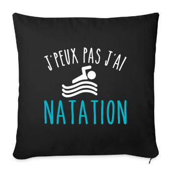Natation je peux pas j'ai natation nageur - Housse de coussin décorative 45 x 45 cm - noir - Devant