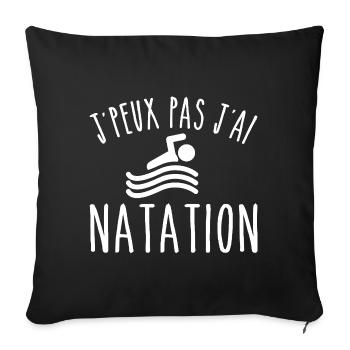Natation je peux pas j'ai natation nageur - Housse de coussin décorative 45 x 45 cm - noir - Devant