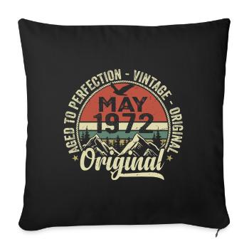 Mai 1972 anniversaire Mai 1972 May 1972 - Housse de coussin décorative 45 x 45 cm - noir - Devant