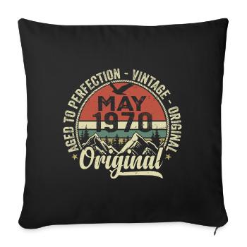Mai 1970 anniversaire Mai 1970 May 1970 - Housse de coussin décorative 45 x 45 cm - noir - Devant