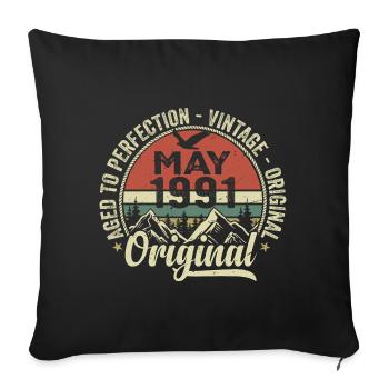 May 1991 Birthday May 1991 May 1991 - Sofa pillowcase 17,3'' x 17,3'' (45 x 45 cm) - black - Front