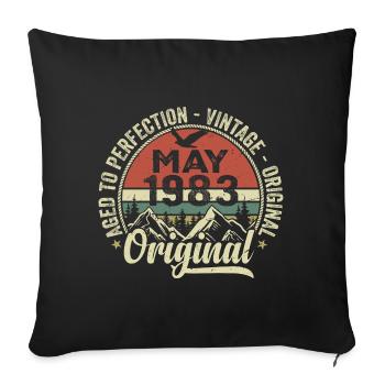 Mai 1983 anniversaire Mai 1983 May 1983 - Housse de coussin décorative 45 x 45 cm - noir - Devant