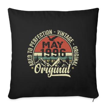 Mai 1996 anniversaire Mai 1996 May 1996 - Housse de coussin décorative 45 x 45 cm - noir - Devant