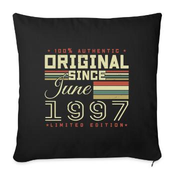 Cadeau Anniversaire Juin 1997, Gift June 1997 - Housse de coussin décorative 45 x 45 cm - noir - Devant