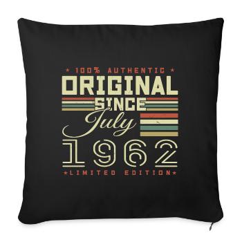 Juillet 1962 Anniversaire Juillet 1962 July 1962 - Housse de coussin décorative 45 x 45 cm - noir - Devant