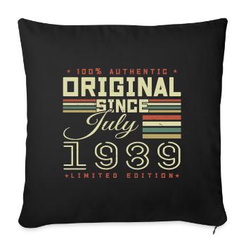 Juillet 1989 Anniversaire Juillet 1989 July 1989 - Housse de coussin décorative 45 x 45 cm - noir - Devant
