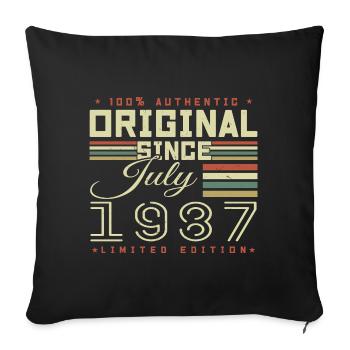 Juillet 1987 Anniversaire Juillet 1987 July 1987 - Housse de coussin décorative 45 x 45 cm - noir - Devant