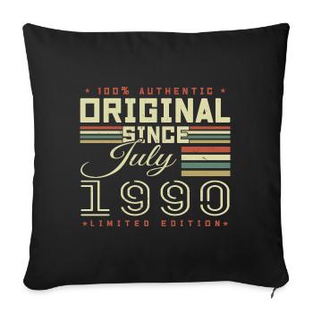 Juillet 1990 Anniversaire Juillet 1990 July 1990 - Housse de coussin décorative 45 x 45 cm - noir - Devant