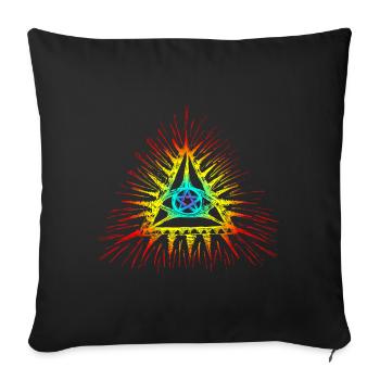 Pentagramme, l'œil du dieu, symbole omniscience - Housse de coussin décorative 45 x 45 cm - noir - Devant