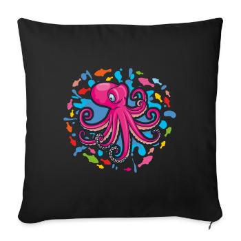 Pink octopus - Sofa pillowcase 17,3'' x 17,3'' (45 x 45 cm) - black - Front