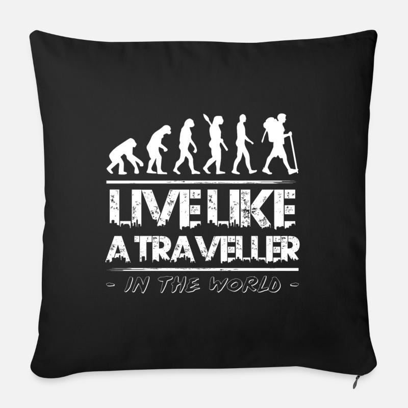 Live Like a Traveller - Sofakissenbezug 45 x 45 cm - Schwarz