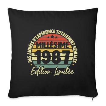 Cadeau D'anniversaire Millésime Fabriqué en 1987 - Housse de coussin décorative 45 x 45 cm - noir - Devant