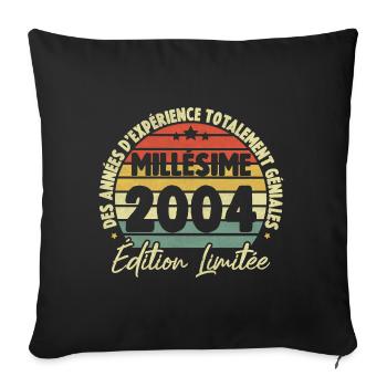 Cadeau D'anniversaire Millésime Fabriqué en 2004 - Housse de coussin décorative 45 x 45 cm - noir - Devant