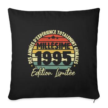 Cadeau D'anniversaire Millésime Fabriqué en 1995 - Housse de coussin décorative 45 x 45 cm - noir - Devant
