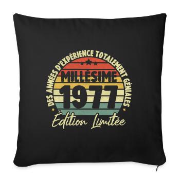 Cadeau D'anniversaire Millésime Fabriqué en 1977 - Housse de coussin décorative 45 x 45 cm - noir - Devant