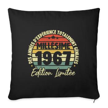Cadeau D'anniversaire Millésime Fabriqué en 1967 - Housse de coussin décorative 45 x 45 cm - noir - Devant