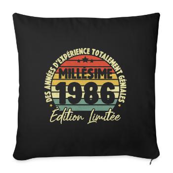 Cadeau D'anniversaire Millésime Fabriqué en 1986 - Housse de coussin décorative 45 x 45 cm - noir - Devant