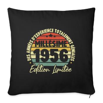 Cadeau D'anniversaire Millésime Fabriqué en 1956 - Housse de coussin décorative 45 x 45 cm - noir - Devant