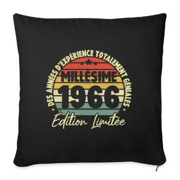 Cadeau D'anniversaire Millésime Fabriqué en 1966 - Housse de coussin décorative 45 x 45 cm - noir - Devant