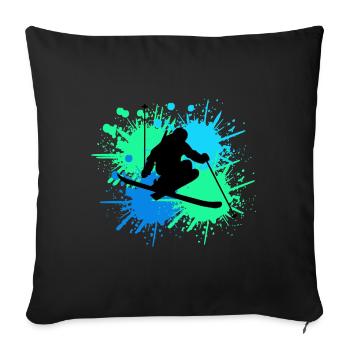 Skiing Splash - Sofa pillowcase 17,3'' x 17,3'' (45 x 45 cm) - black - Front