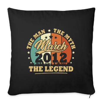 Mars 2012, 11 Ans Anniversaire garçons et filles - Housse de coussin décorative 45 x 45 cm - noir - Devant