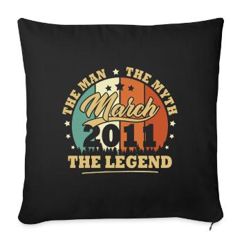 Mars 2011, 12 Ans Anniversaire garçons et filles - Housse de coussin décorative 45 x 45 cm - noir - Devant