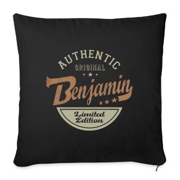 Benjamin cadeau personnalisé prénom benjamin - Housse de coussin décorative 45 x 45 cm - noir - Devant