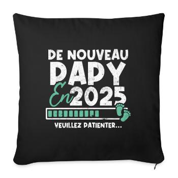 De nouveau papy en 2025 - Housse de coussin décorative 45 x 45 cm - noir - Devant
