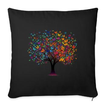 Butterfly Tree Colorful Butterflies Flies - Sofa pillowcase 17,3'' x 17,3'' (45 x 45 cm) - black - Front