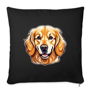 Cute golden retriever dog - Sofa pillowcase 17,3'' x 17,3'' (45 x 45 cm) - black - Front