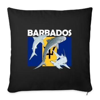 Flag of Barbados Tiger Shark Hammerhead Shark - Sofa pillowcase 17,3'' x 17,3'' (45 x 45 cm) - black - Front